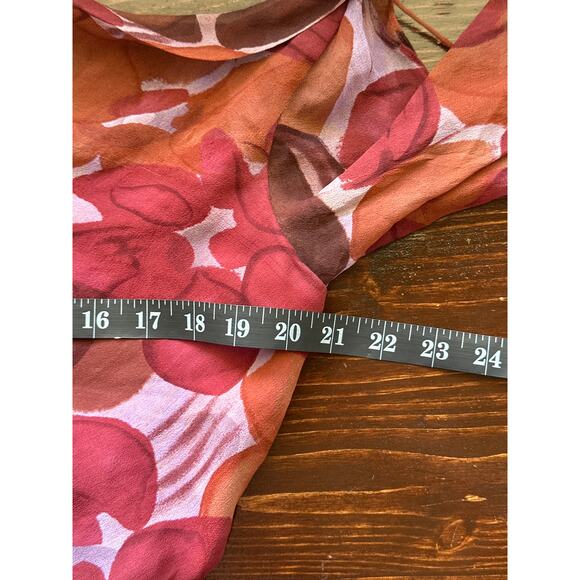 Possibility by Florl di Zucca Silk Chiffon Dress M Burgundy Floral Forest Fairy - Picture 11 of 13
